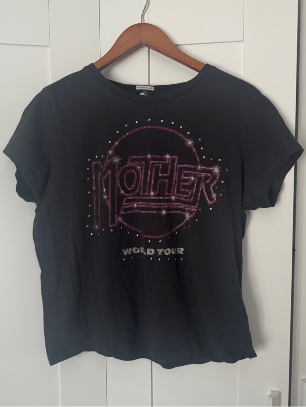 MOTHER Black/Pink “world tour” Graphic with Jewel Studs